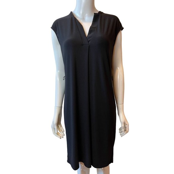 Jones New York Womens Shift Mini Dress Split V Neck Cap Sleeve Black Size 4 - Picture 4 of 9